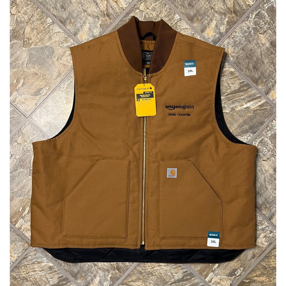Carhartt Duck Vest Men 3XL Brown NEW V01 BRN Quilt Lined Canvas Relaxed Fit